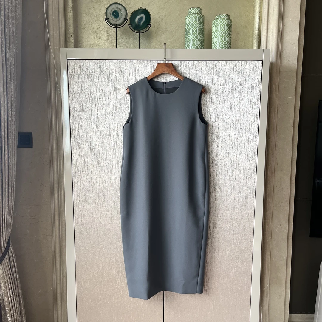 ChanChanWang聚酯圆领连衣裙休闲无袖气质百搭时尚