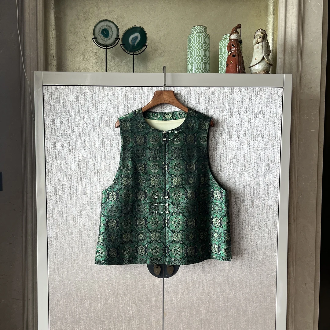 【双福如意】桑蚕丝宋锦马甲中式气质百搭时尚女士