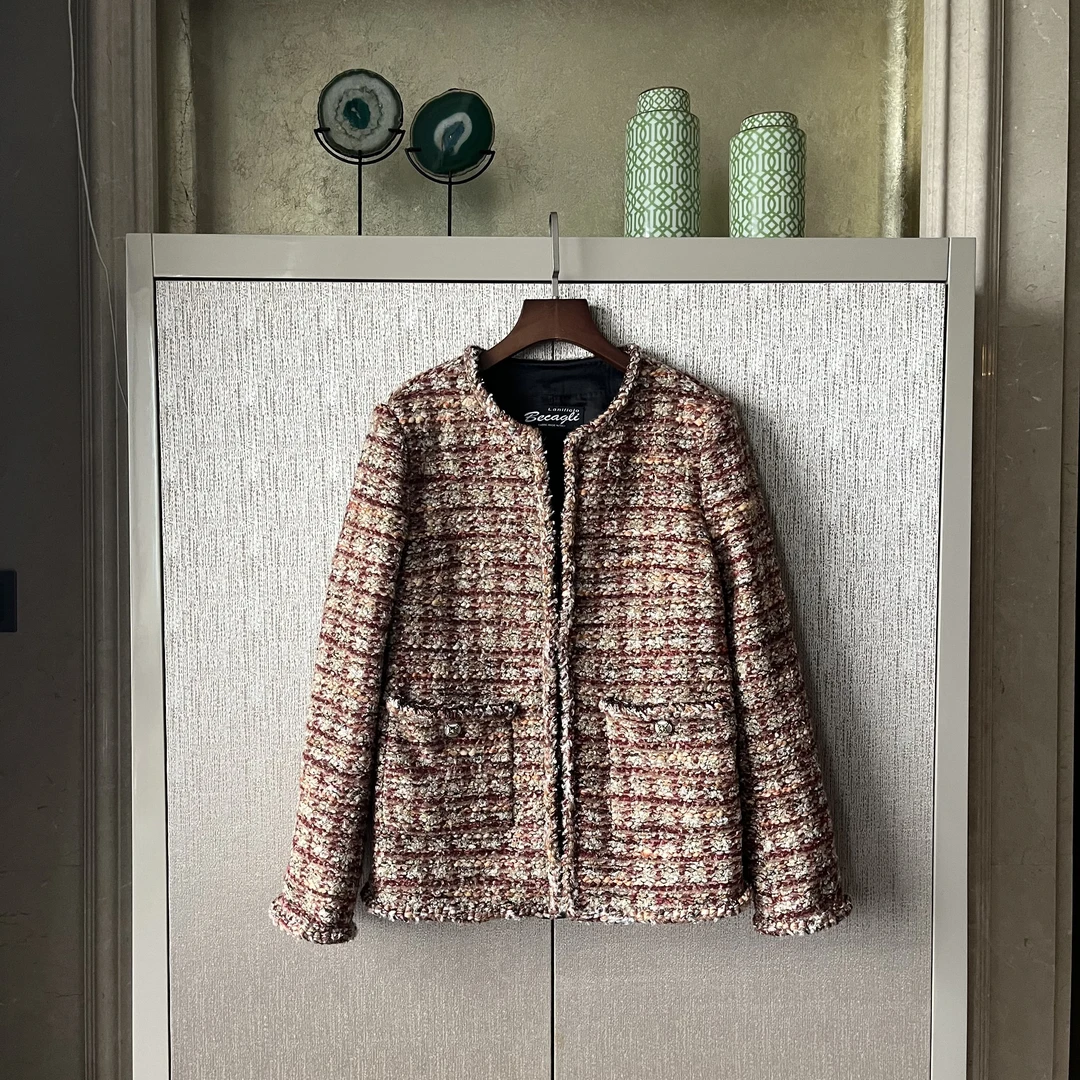 【枫叶森林】意大利经典格纹香香同源粗花呢外套