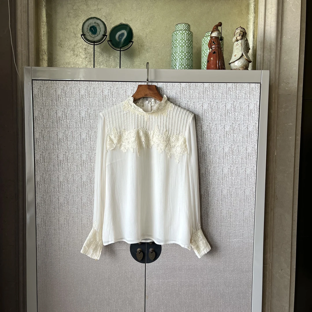 桑蚕丝粘纤衬衫气质时尚休闲百搭复古