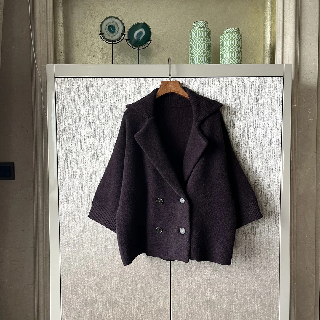 牦牛绒羊毛锦纶牦牛毛外套翻领时尚