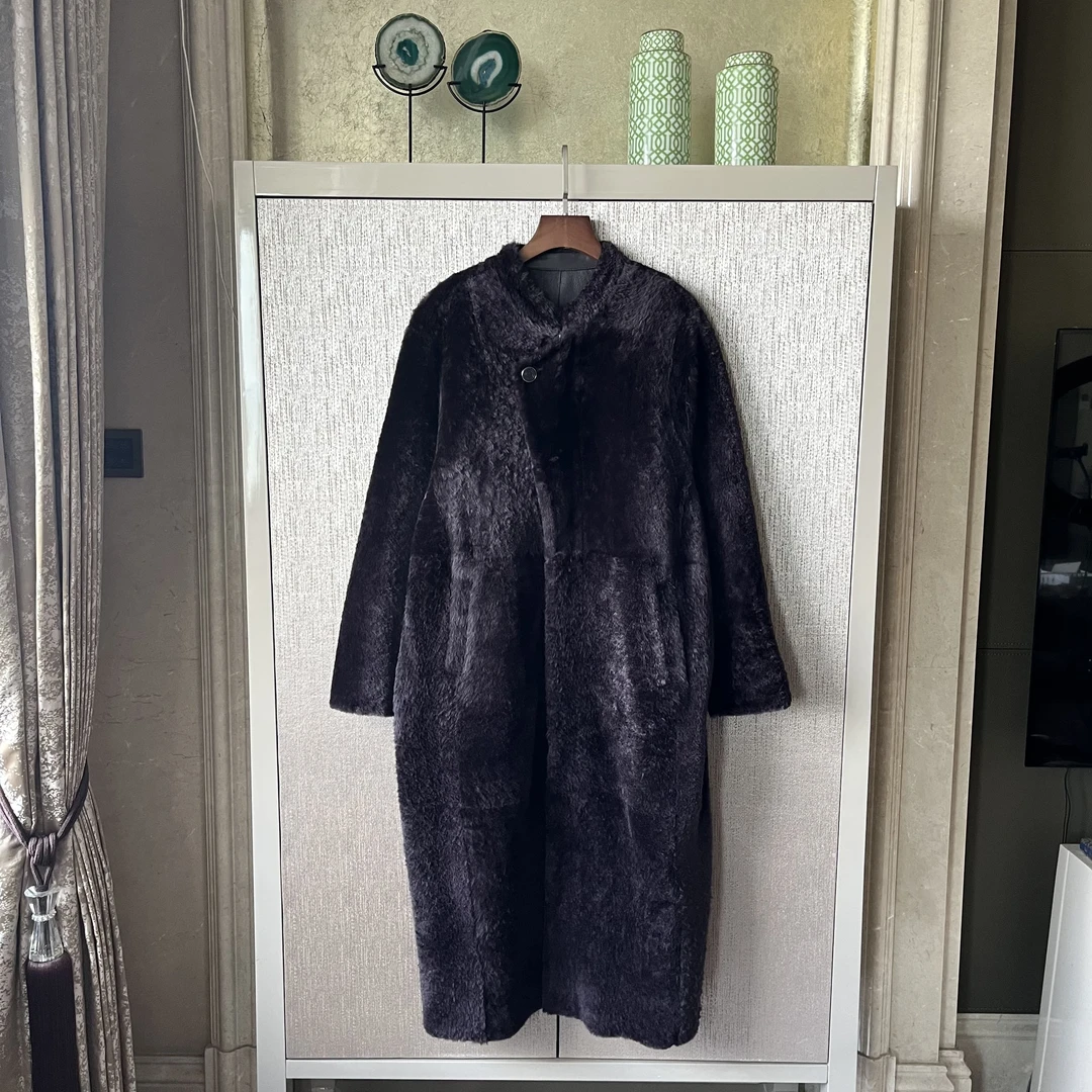 羊毛皮毛一体绵羊皮外套长款气质百搭