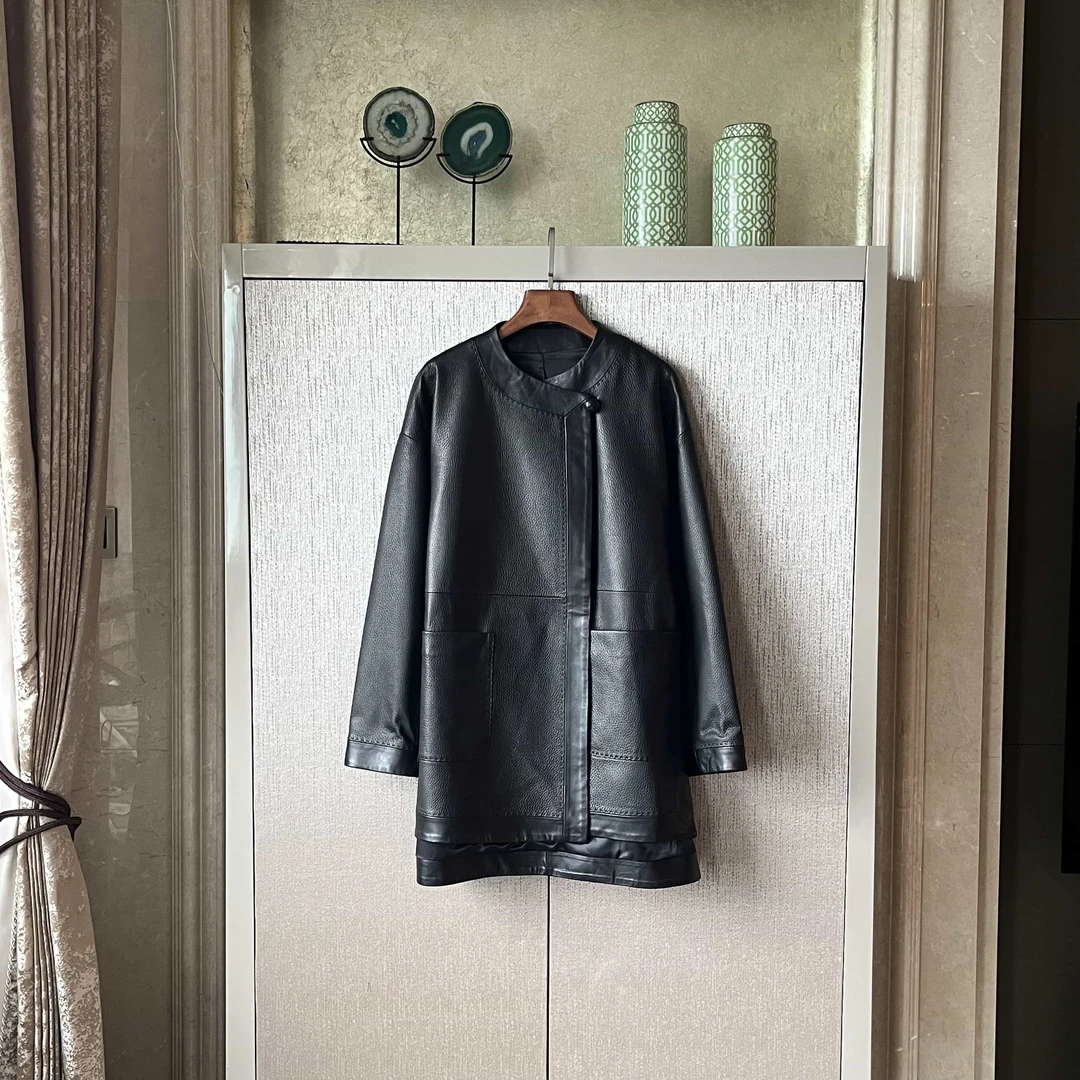 绵羊皮外套气质时尚休闲百搭女士圆领