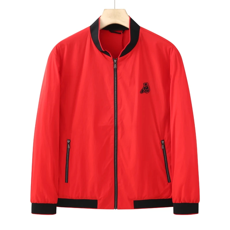 CA362 机场货 卡春秋季男式夹克 拉链立领休闲外套 红色弹力