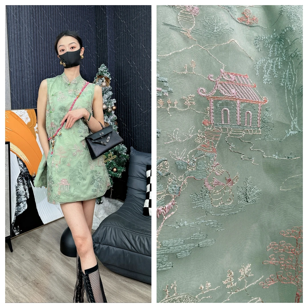 【亭台套装2】原创设计师上衣短裤新中式国风刺绣套装