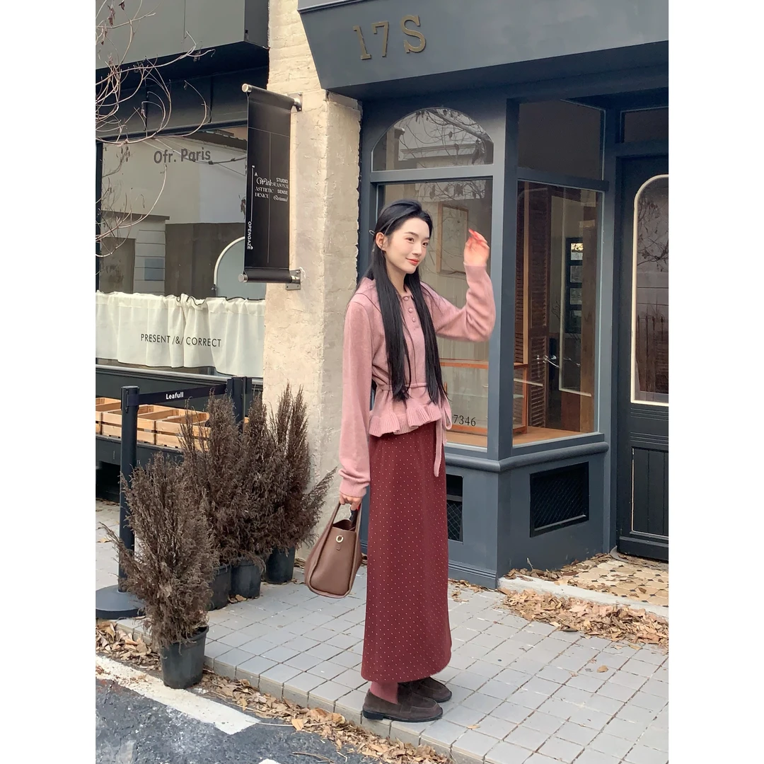 欣子野【匿名手书】秋季简约设计感高腰时尚波点A字半身裙 XZ13161W