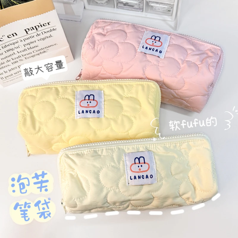 简约日系大容量文具袋中小学生笔袋高颜值便携女孩帆布收纳铅笔盒