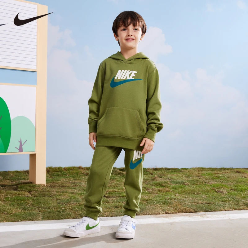 Nike耐克童装薄绒连帽卫衣套装套头儿童小童宽松秋季EEH335