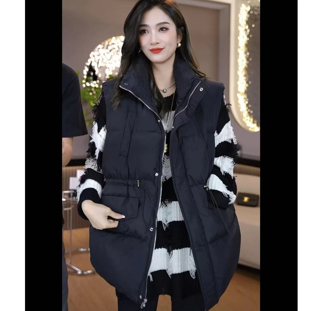 [麦霓严选]韩版宽松口袋简约收腰设计棉服马甲外套女女棉马甲7259