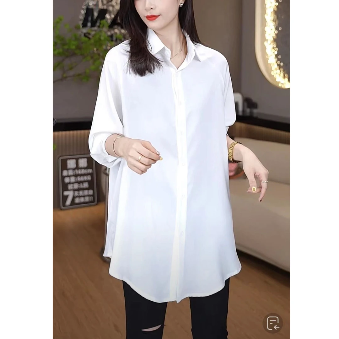 【麦霓严选】新款冷淡风纯色简约衬衫上衣女显瘦百搭气质衬衣6981