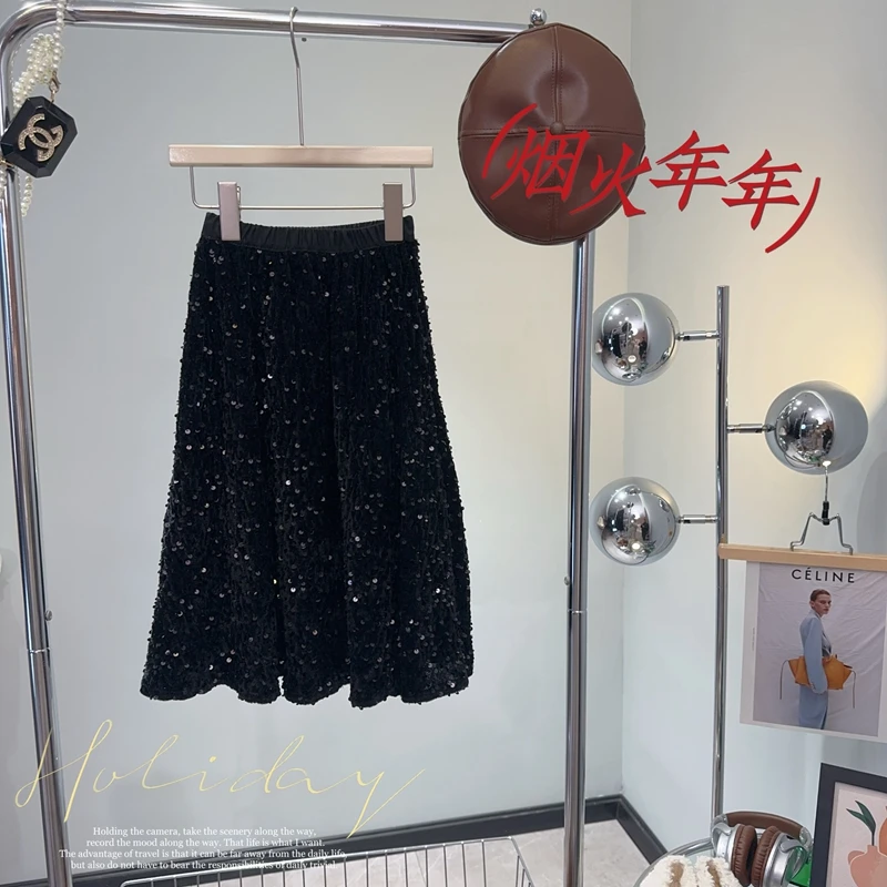 【闺蜜家】女童韩版秋冬季ol百搭时尚洋气亮片短裙-3158