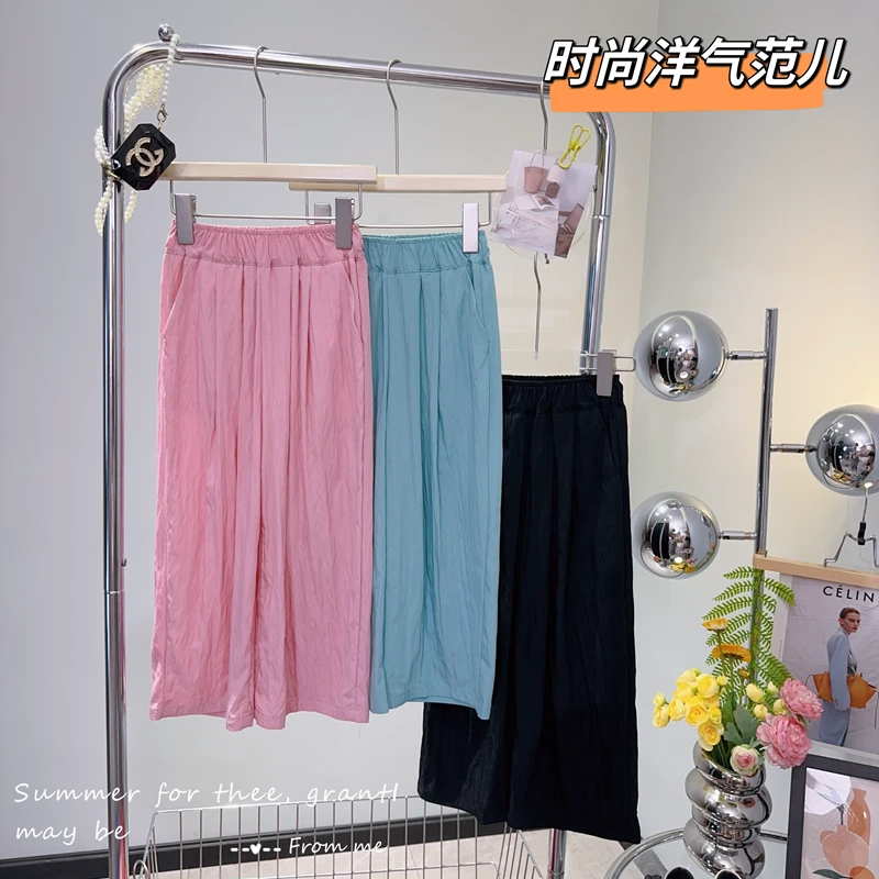 女童夏季薄款重工山本裤高腰垂感直筒宽松休闲裤潮 -6303