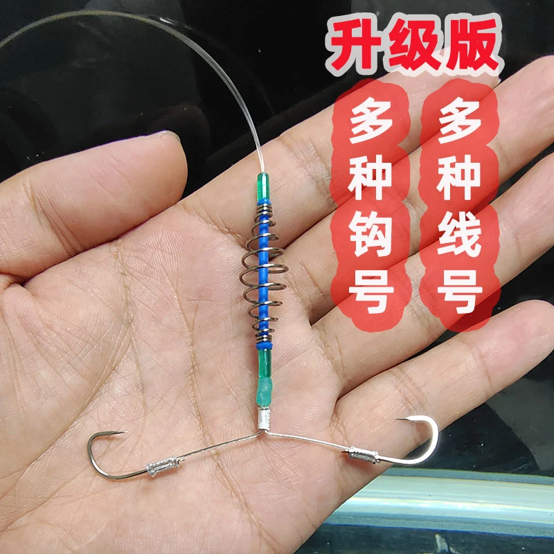 鲢鳙一字马钓组钢丝升级版手竿抽鲢鳙八字马弹簧钩浮钓鲢鳙子线钩