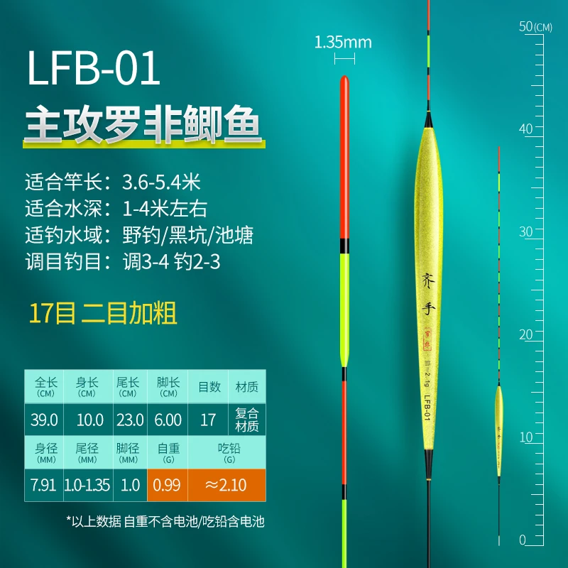 齐手【买一送一】LFB翻身快醒目高灵敏加粗野钓黑坑轻口纳米鲫鱼漂