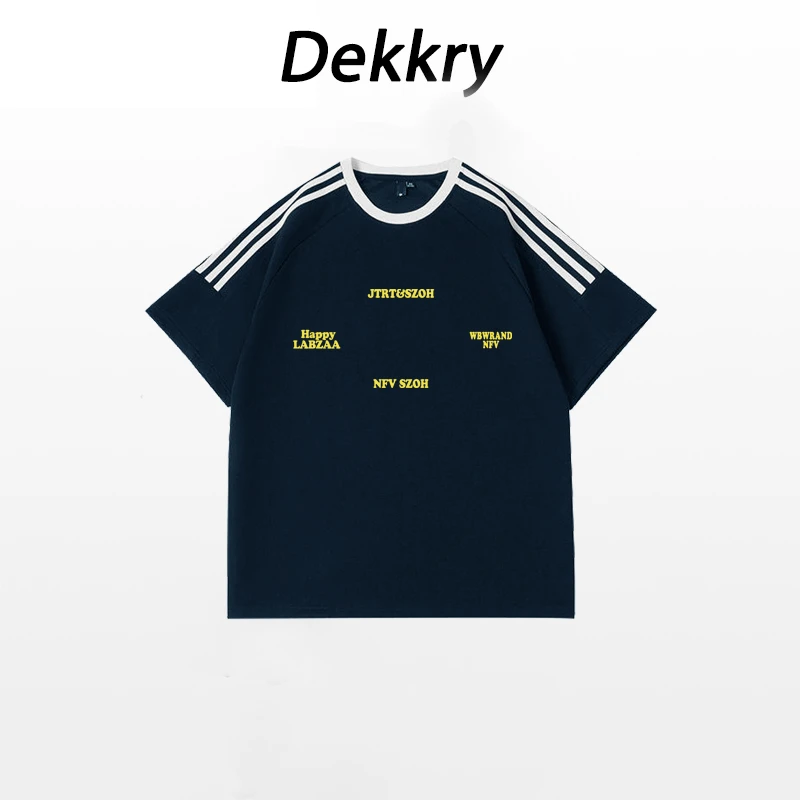 Dekkry美式hiphop设计感字母印花纯棉短袖女夏季宽松百搭情侣三条