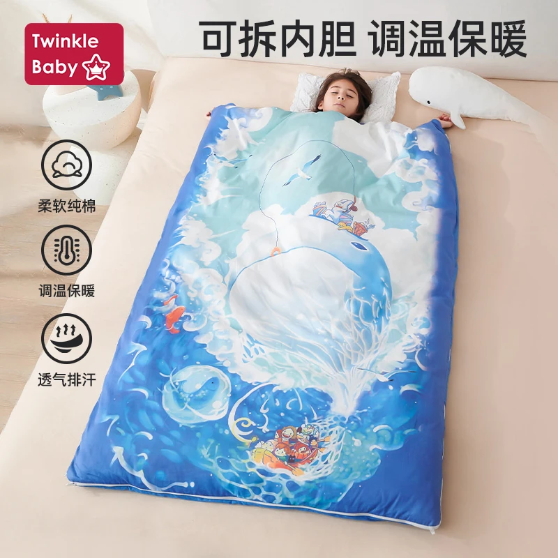 婴儿睡袋秋冬季春秋加厚款宝宝中大童幼儿园儿童防踢被子四季通用