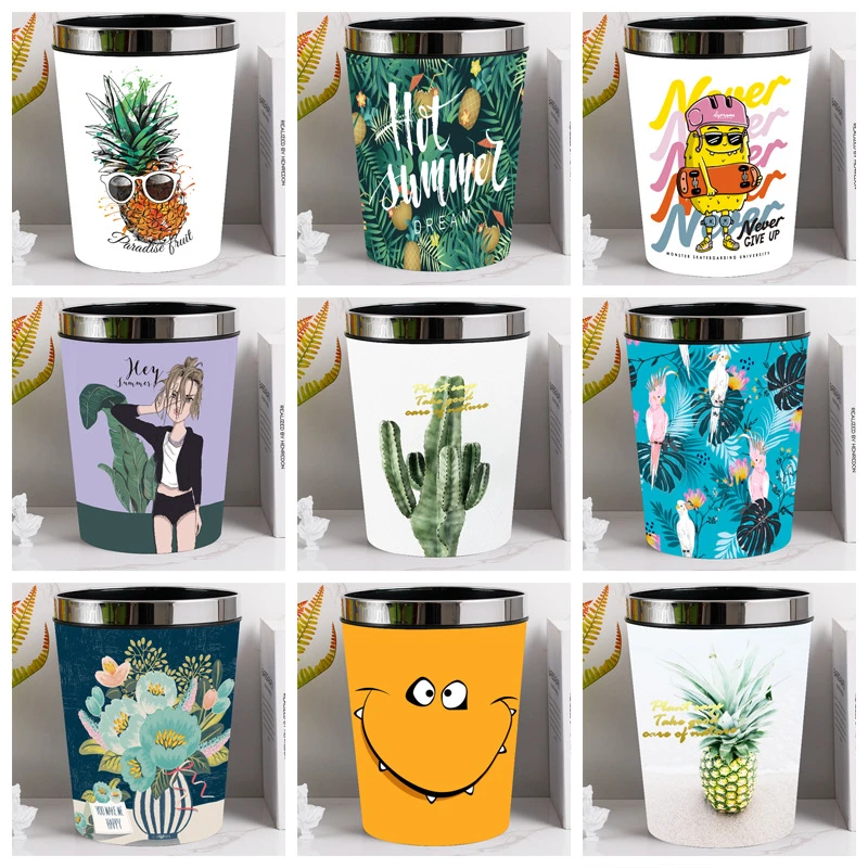 北欧压圈防水垃圾桶创意生活居家收纳桶卫生间卧室大容量无盖纸篓