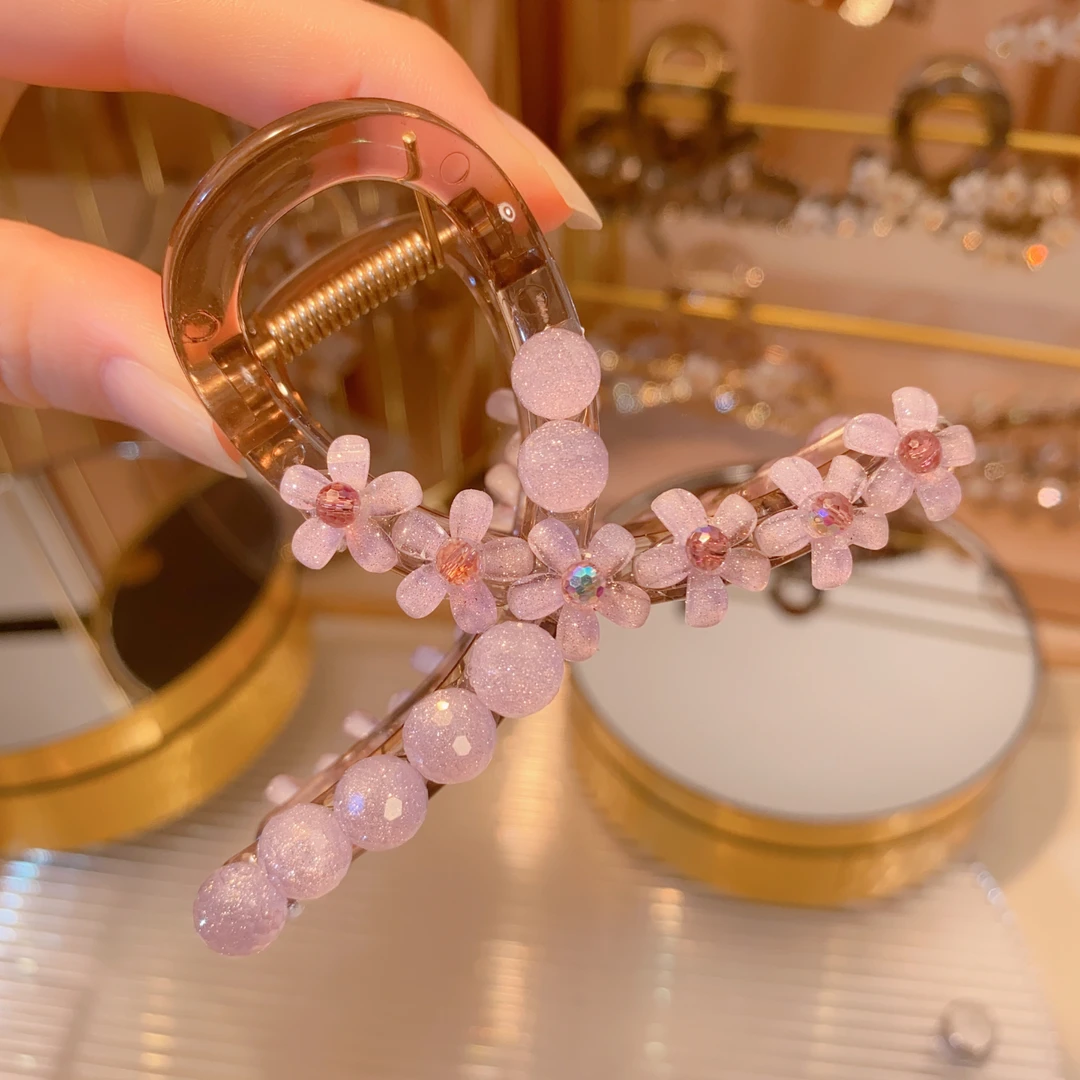 3053气质优雅轻奢温柔超仙甜美清新花朵抓夹