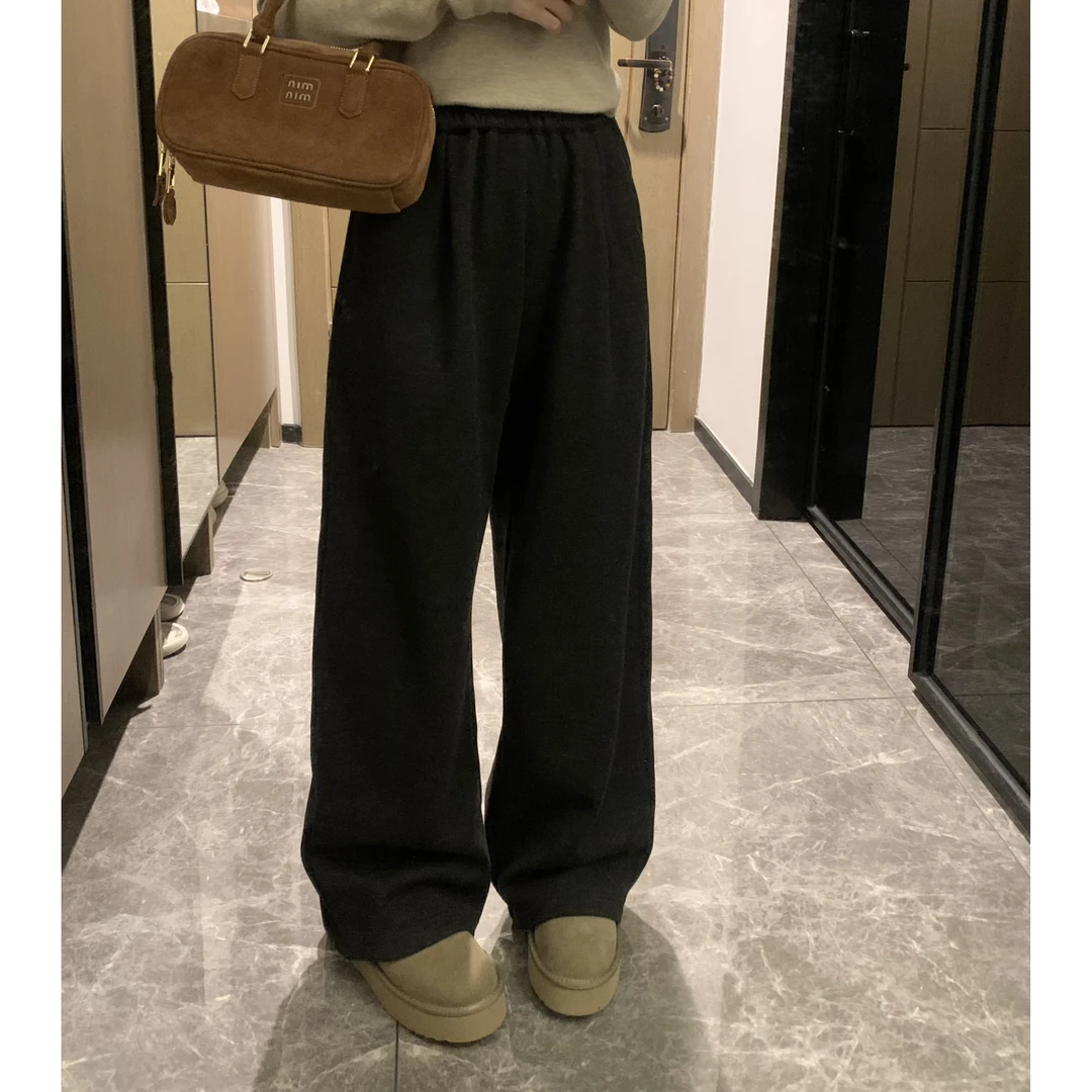 【韩11】韩版休闲慵懒风直筒冬季女裤百搭糯米裤66020