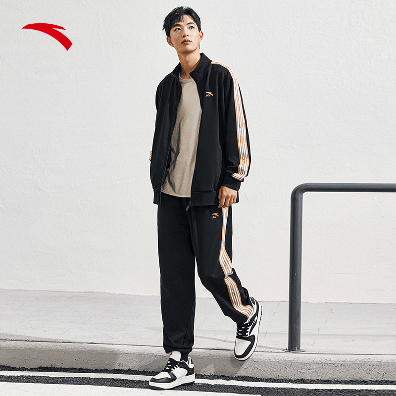 安踏针织运动套装男女同款2024夏季新款运动风外套长裤休闲两件套