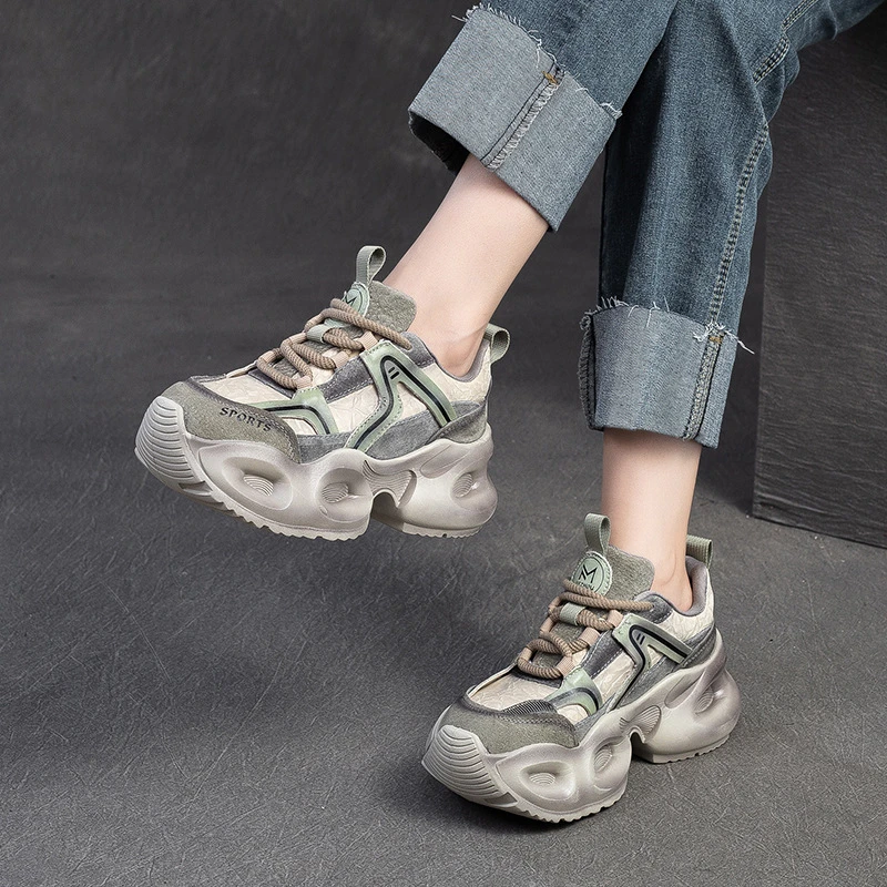 【3037-3J】新款拼色松糕跟休闲老爹鞋复古小众时尚舒适老爹鞋女ins