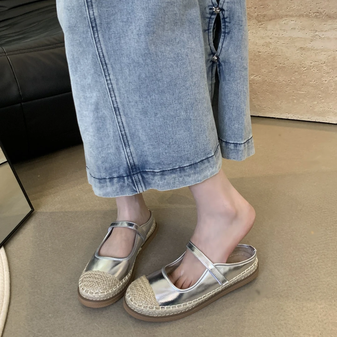 （包头拖）小香风渔夫包头拖草编软底夏季百搭时尚玛丽珍拖鞋平底