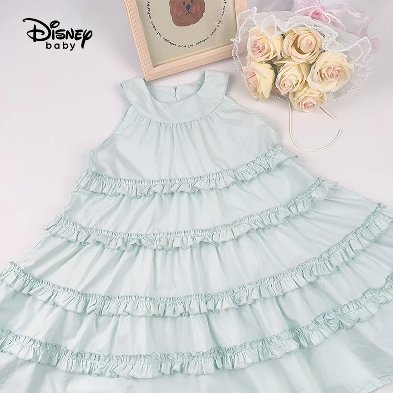 Disney/迪士尼冰雪奇缘正品夏季女童凉感棉吊带天丝挂脖式连衣裙