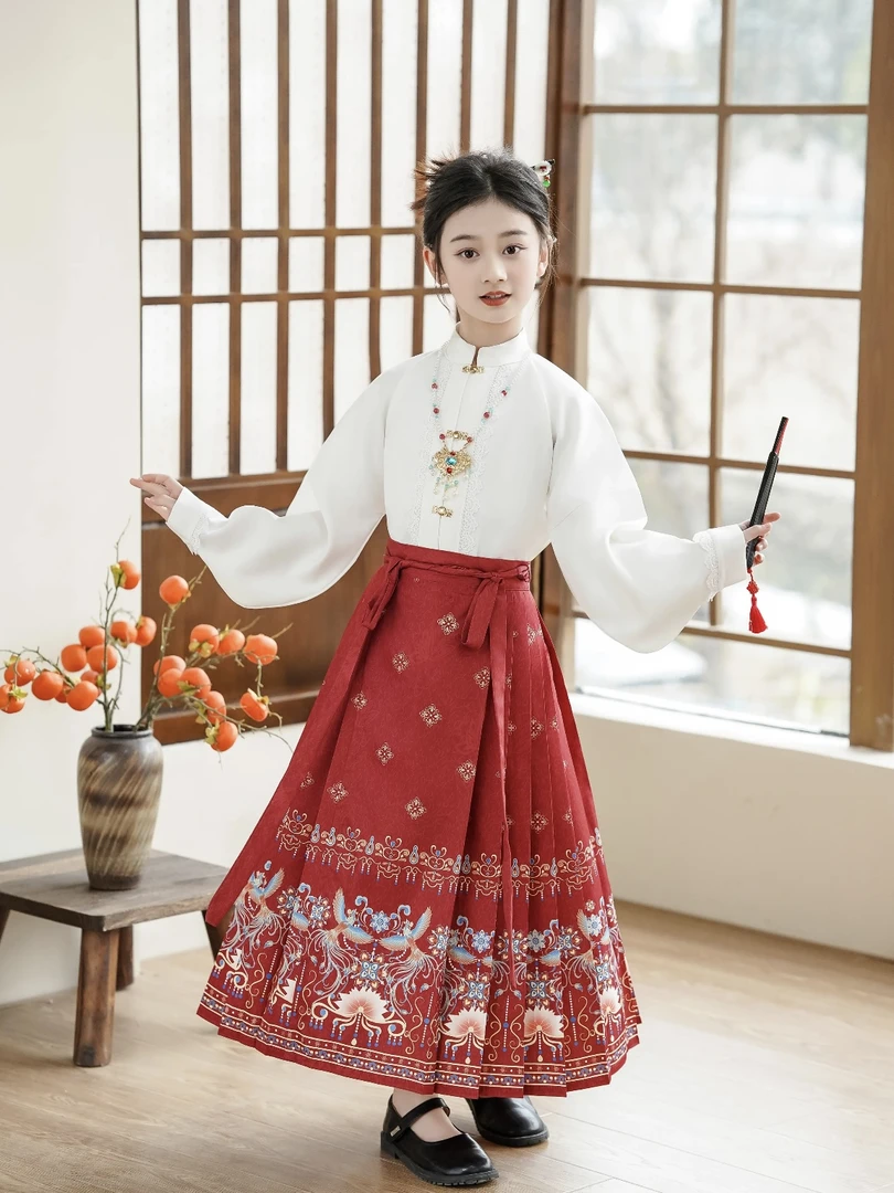 儿童马面裙复古汉服女童中国风四季款裙子G