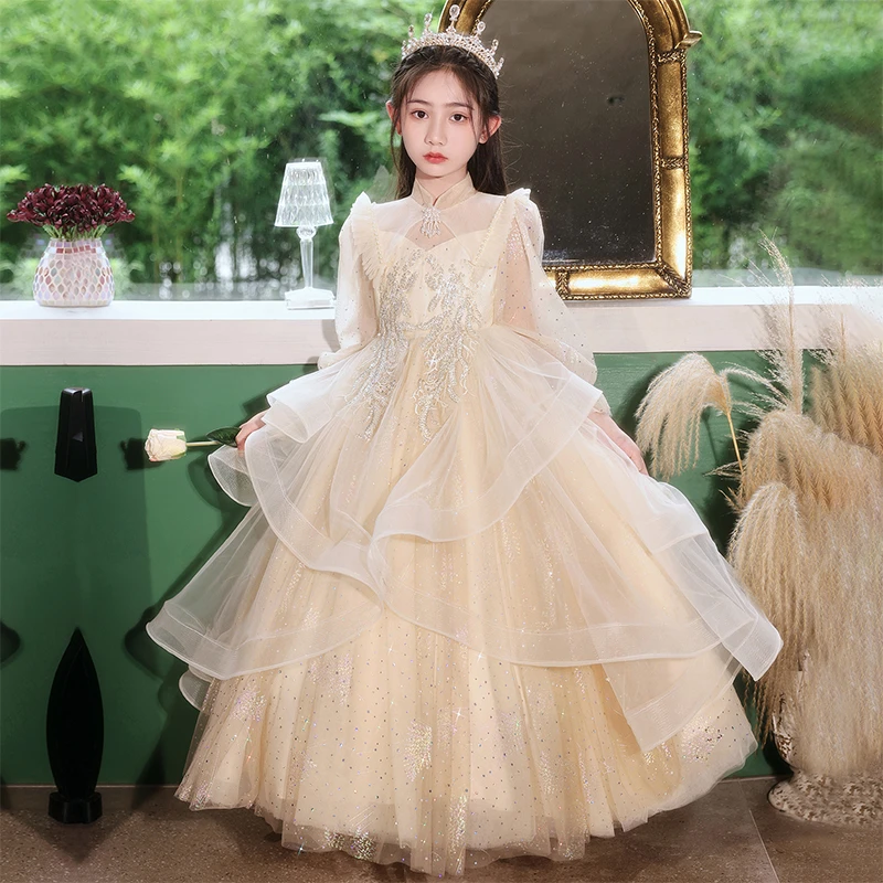 女童高端轻奢风礼服公主裙小女孩气质宴会连衣裙儿童生日花童裙子