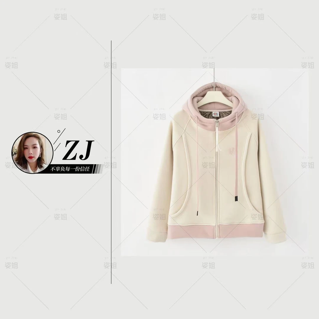 W-「日照暖冬」2024加绒加厚女冬季新款百搭天鹅刺绣外套K-1060