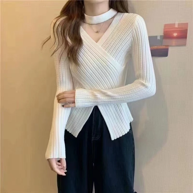 女装针织百搭v领秋冬时尚显瘦