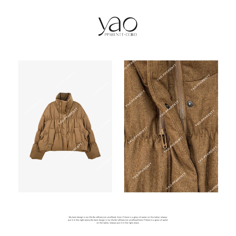 YAO PPARENTT-CCIILD秋冬90白鸭绒宽松短款复古保暖羽绒服Y0330