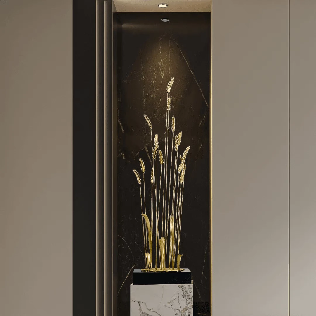 高档纯铜麦穗摆件客厅玄关现代轻奢大型装饰品新中式美式玄关摆件