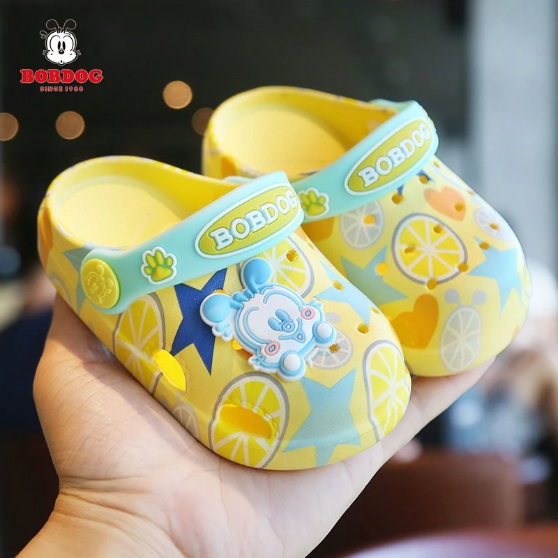 巴布豆儿童洞洞鞋夏天防滑防掉男童婴幼儿女孩室内软底凉拖包头鞋