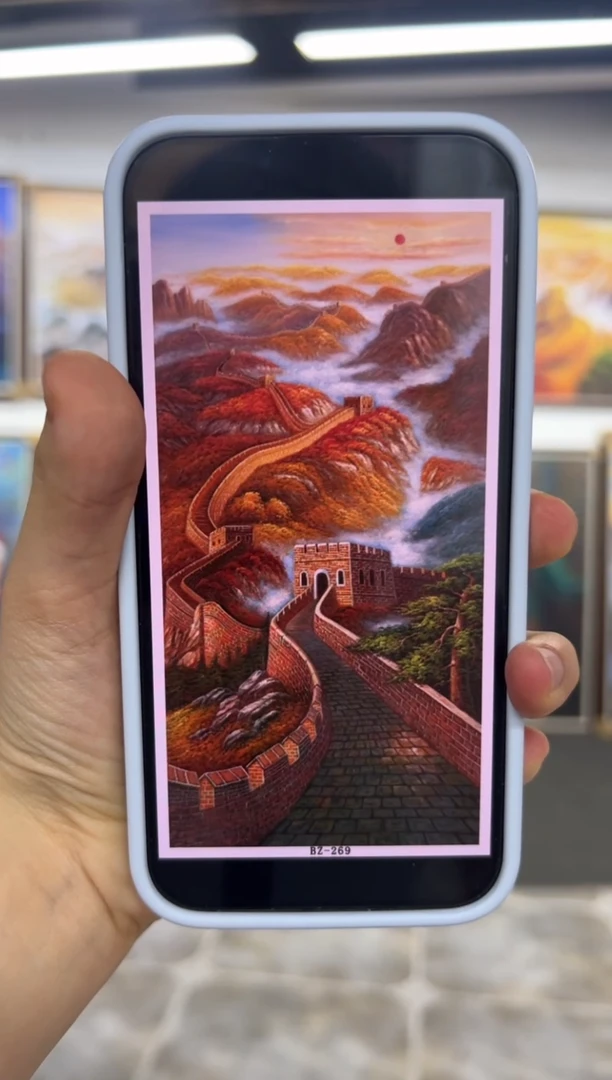 【闪购商品】绘画定制金色长城竖幅带框90*130
