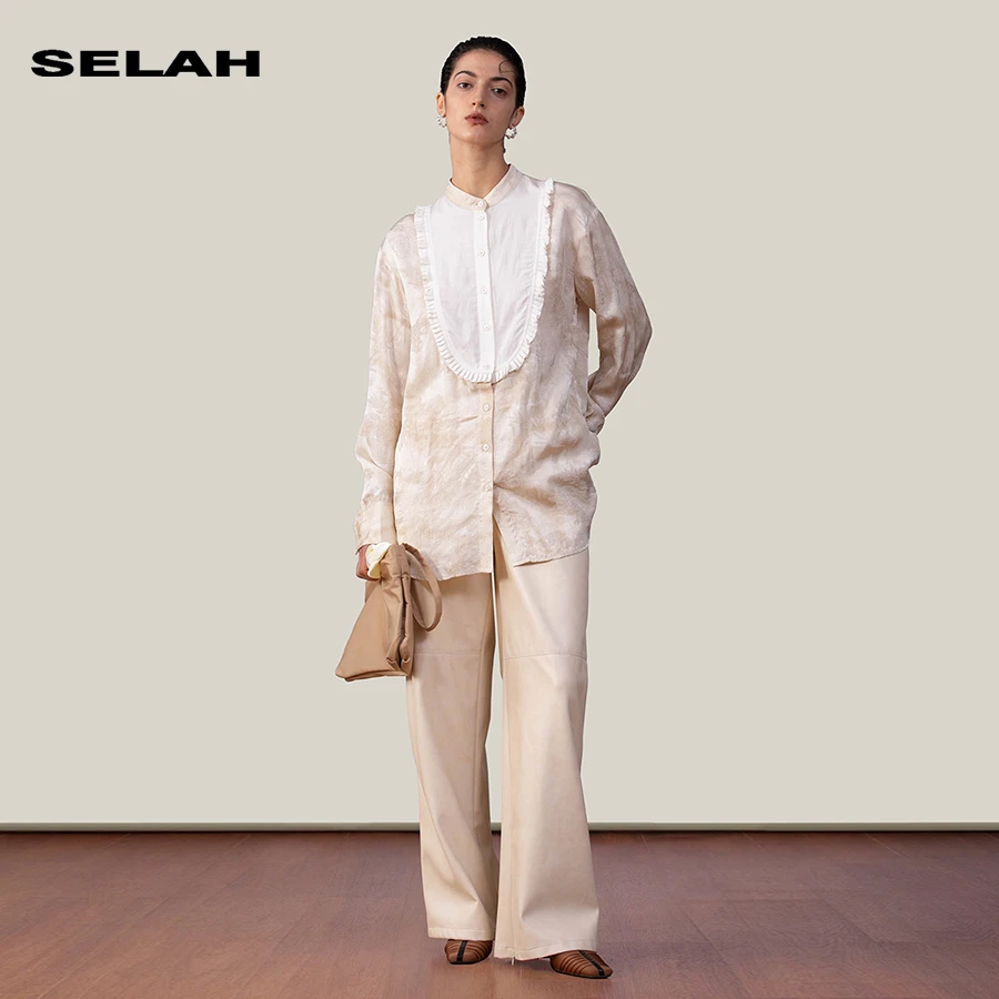 SELAH 新款时尚百搭拼接设计感国风衬衫 S4Q204005