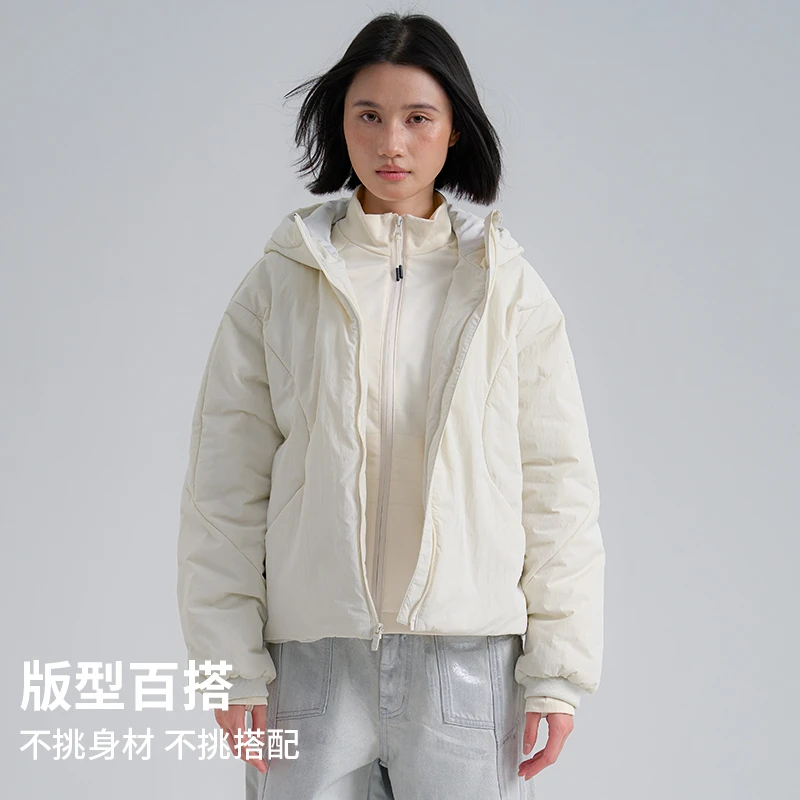 加厚外套连帽保暖冬季运动外套户外外穿滑雪连帽夹克宽松防风