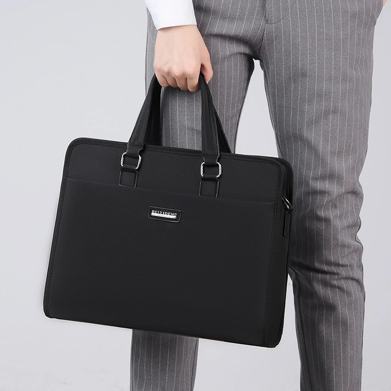 男包大容量手提公文包文件会议A4电脑包商务休闲单肩斜挎包牛津布