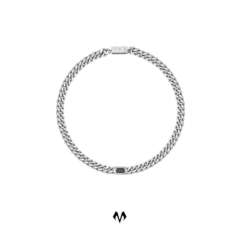 铜项链 Babama灰钻系列单方块坠链古巴项链男小众ins高级中性简约