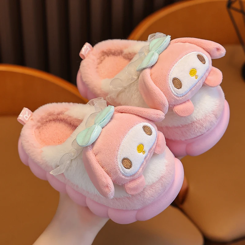 秋冬季新款儿童棉拖鞋女孩可爱卡通毛拖鞋加绒宝宝小孩棉拖防滑