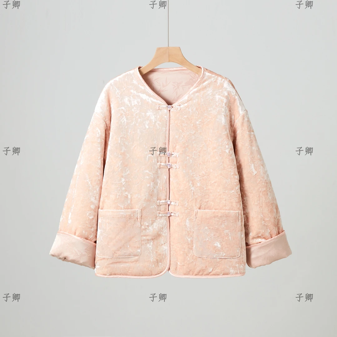 [钻石绒]棉衣复古中式加厚中国风保暖秋冬冬季女士