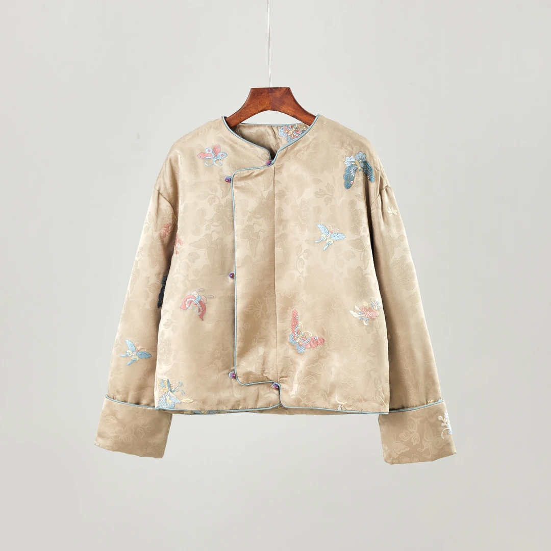 [墨痕]棉衣新中式中国风民族风立领秋冬绣花圆领