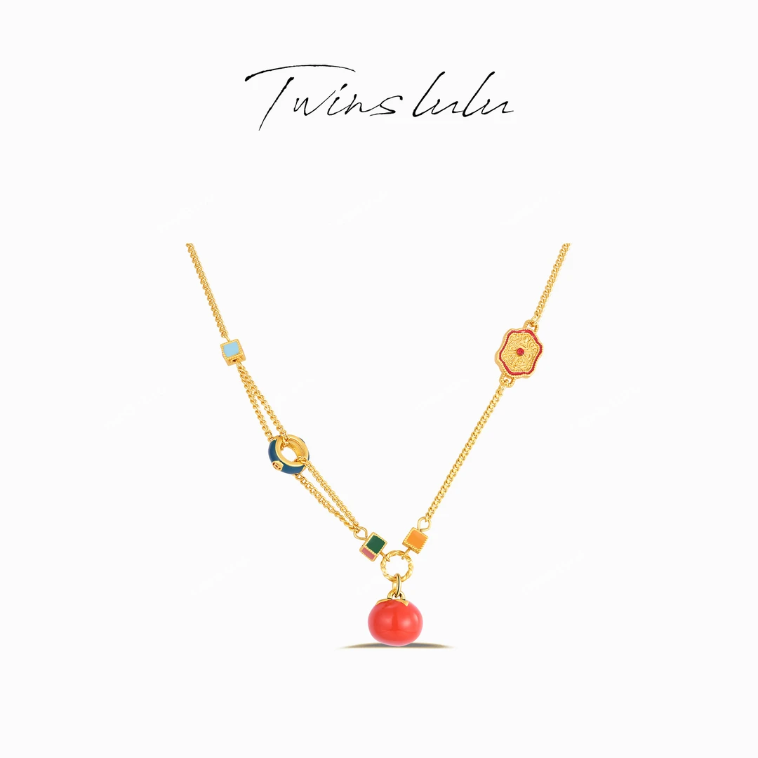 铜合金项链 复古【柿柿平安】中式柿子蛇年红色项链TSJ9544