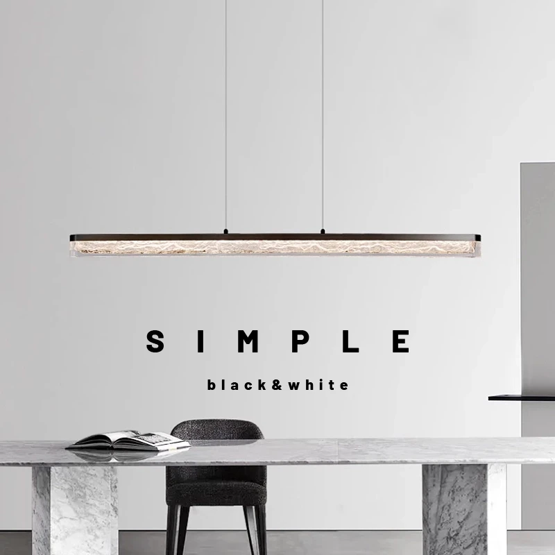 意式极简餐厅吊灯现代简约吧台创意全铜餐桌设计师高端一字长条灯