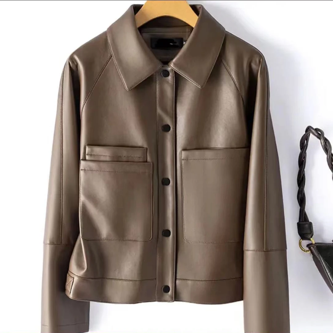 新款皮衣秋冬外套皮夹克韩版夹克女宽松休闲短款翻领2025时尚百搭