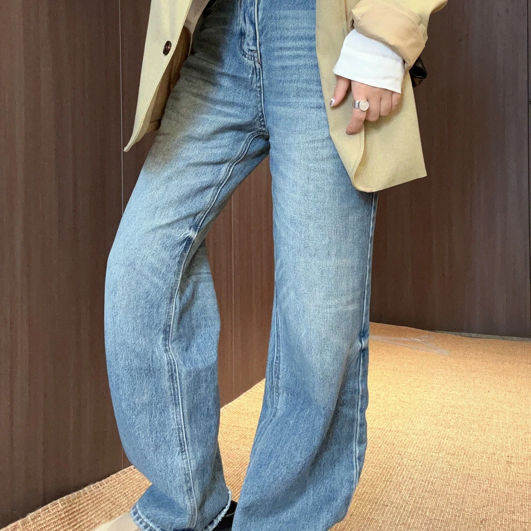 JIUJIU【浅调丹宁】休闲直筒水洗显瘦复古百搭牛仔裤