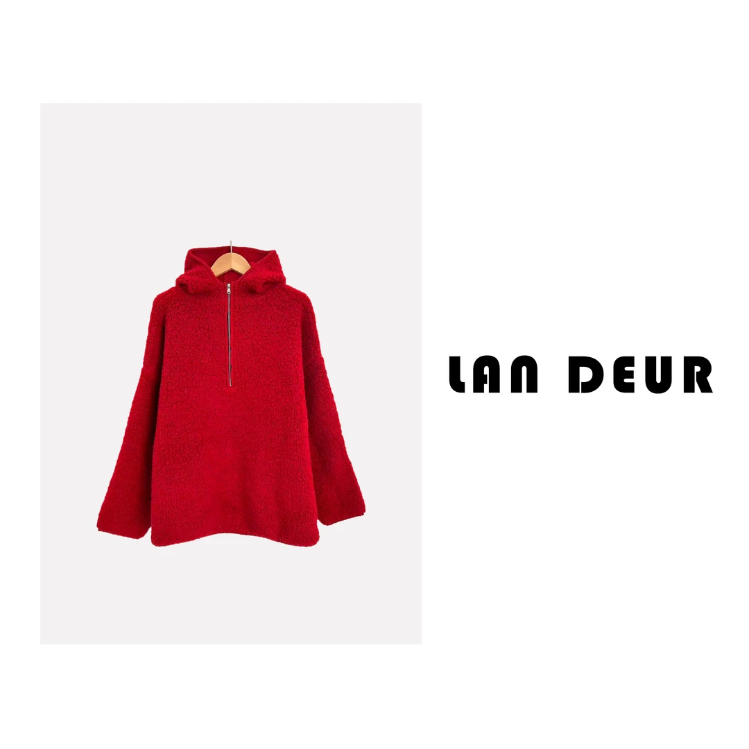 JIUJIU【冬日奶酪包】纯色连帽拉链毛衣针织衫1223【新】