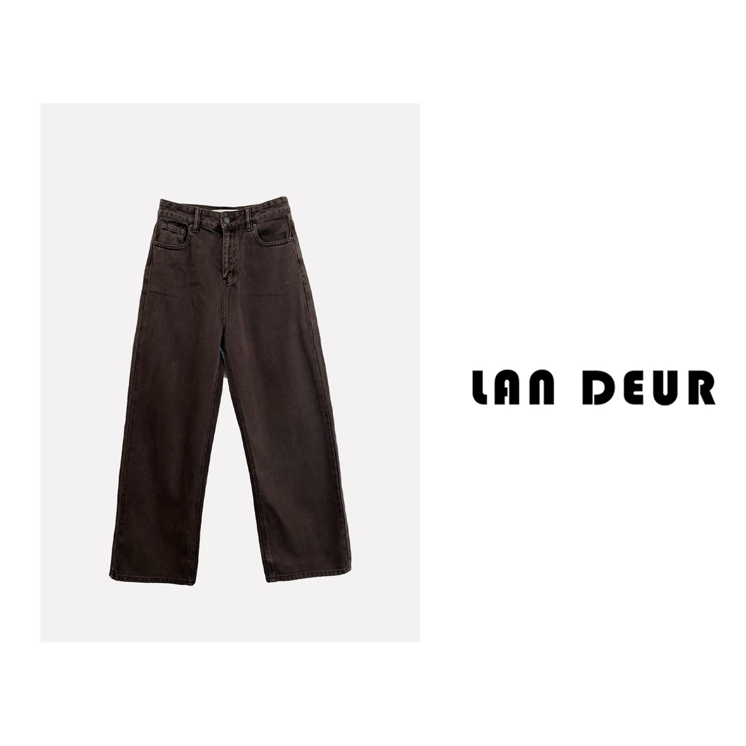 JIUJIU【微醺收藏家】牛仔裤高腰复古阔腿直筒韩版拖地牛仔裤0913