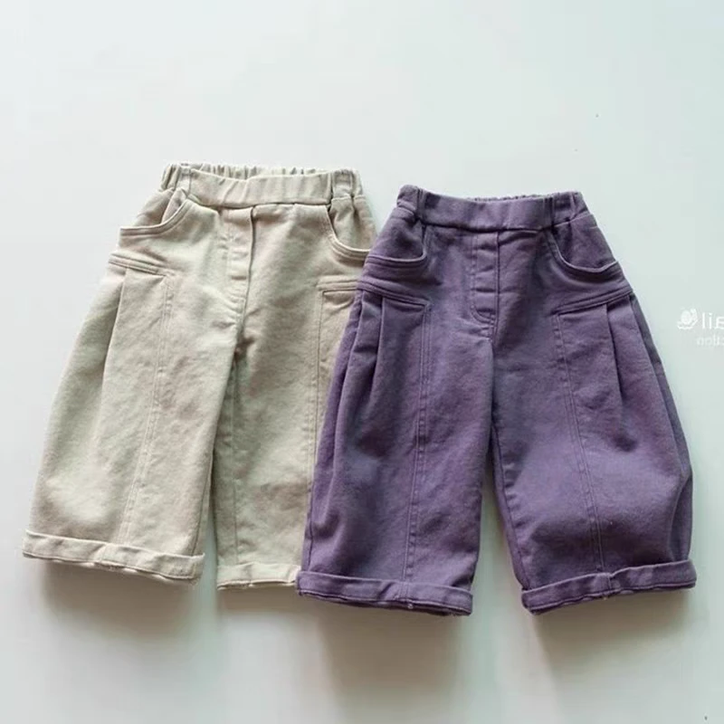 韩国童装2024春秋季儿童时尚百搭个性中性纯色休闲裤学生版美拉德