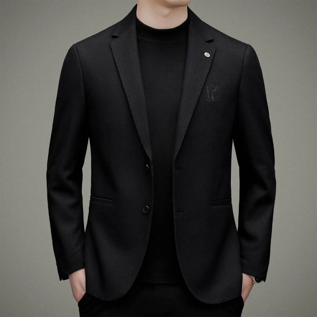 秋季男士高品质西服双排扣韩版百搭款商务休闲款西装修身有型男装